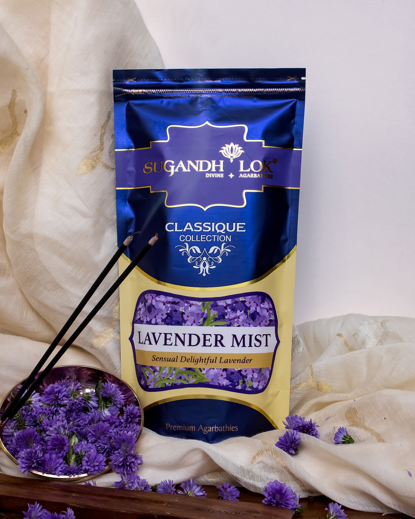 Front of Lavender Mist Agarbatti Pouch