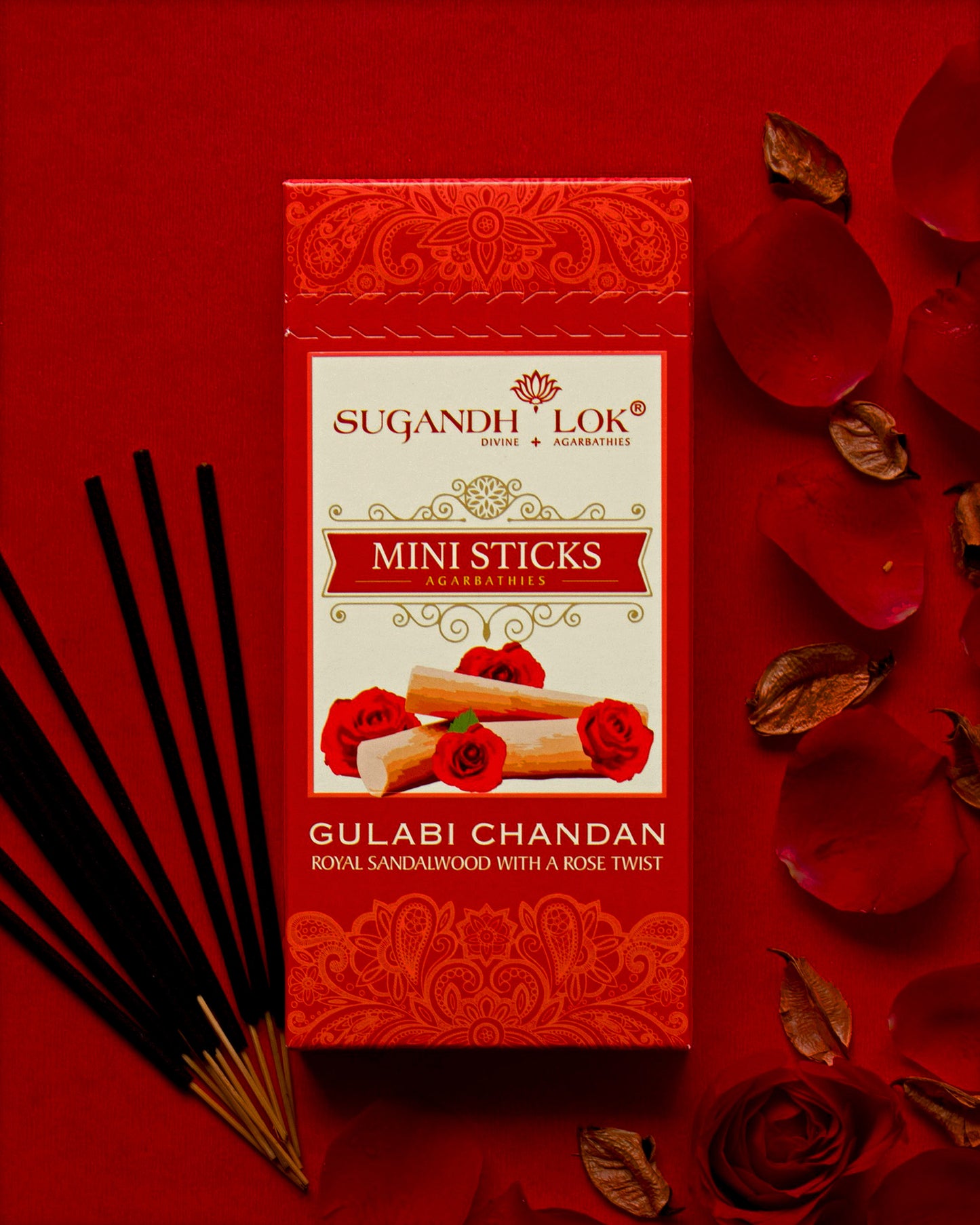Front of Gulabi Chandan Agarbatti Mini Sticks Pack