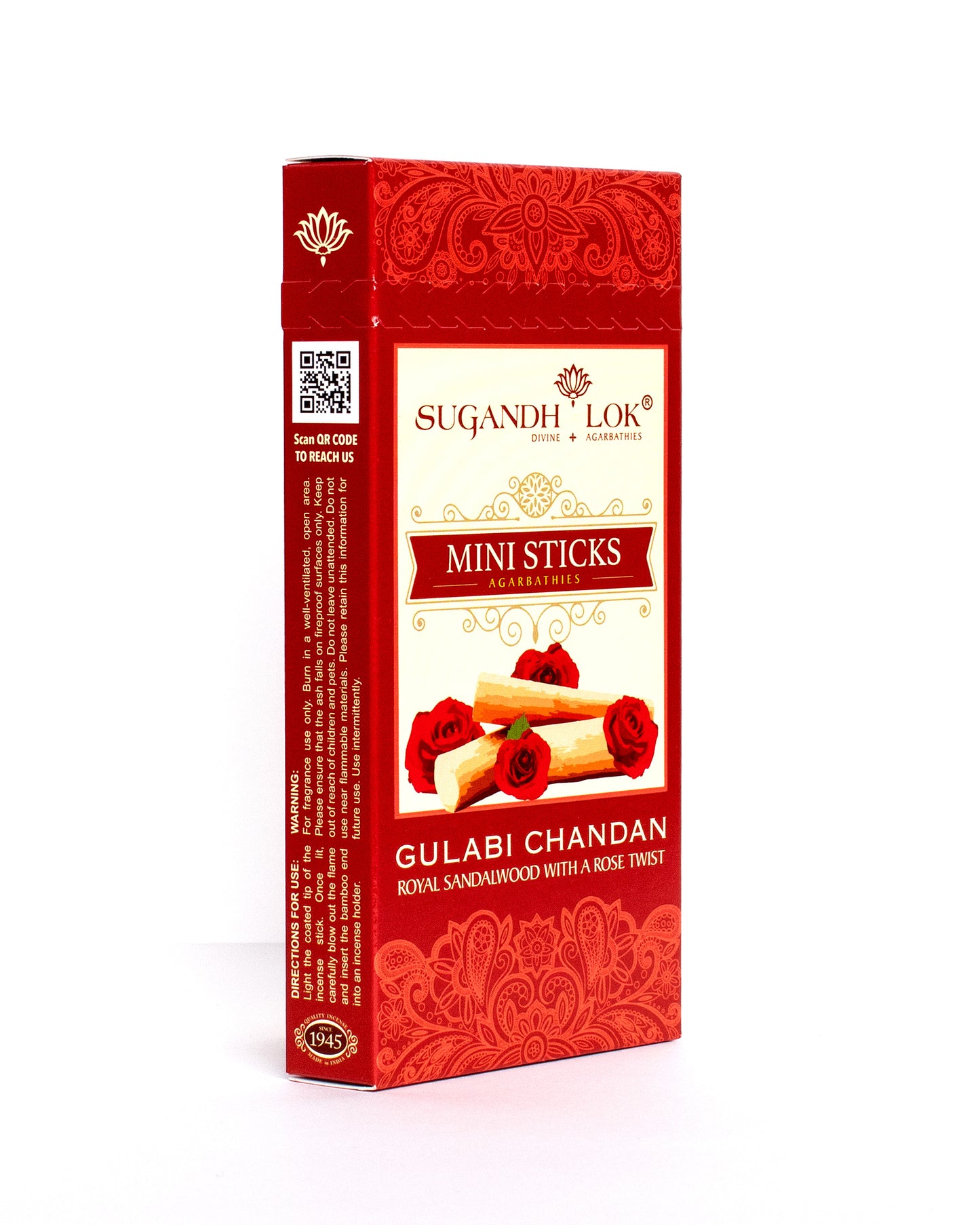 Front side-view of Gulabi Chandan Agarbatti Mini Sticks Pack