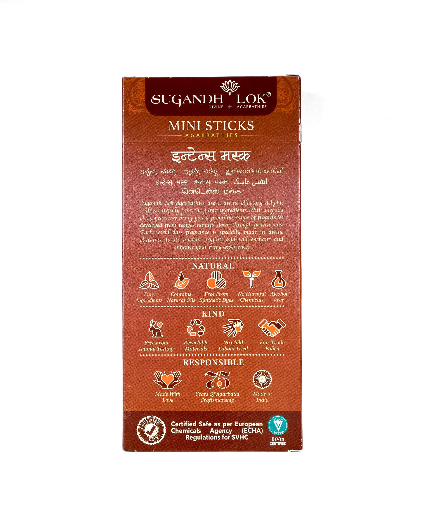 Back of Intense Musk Agarbatti Mini Sticks Pack