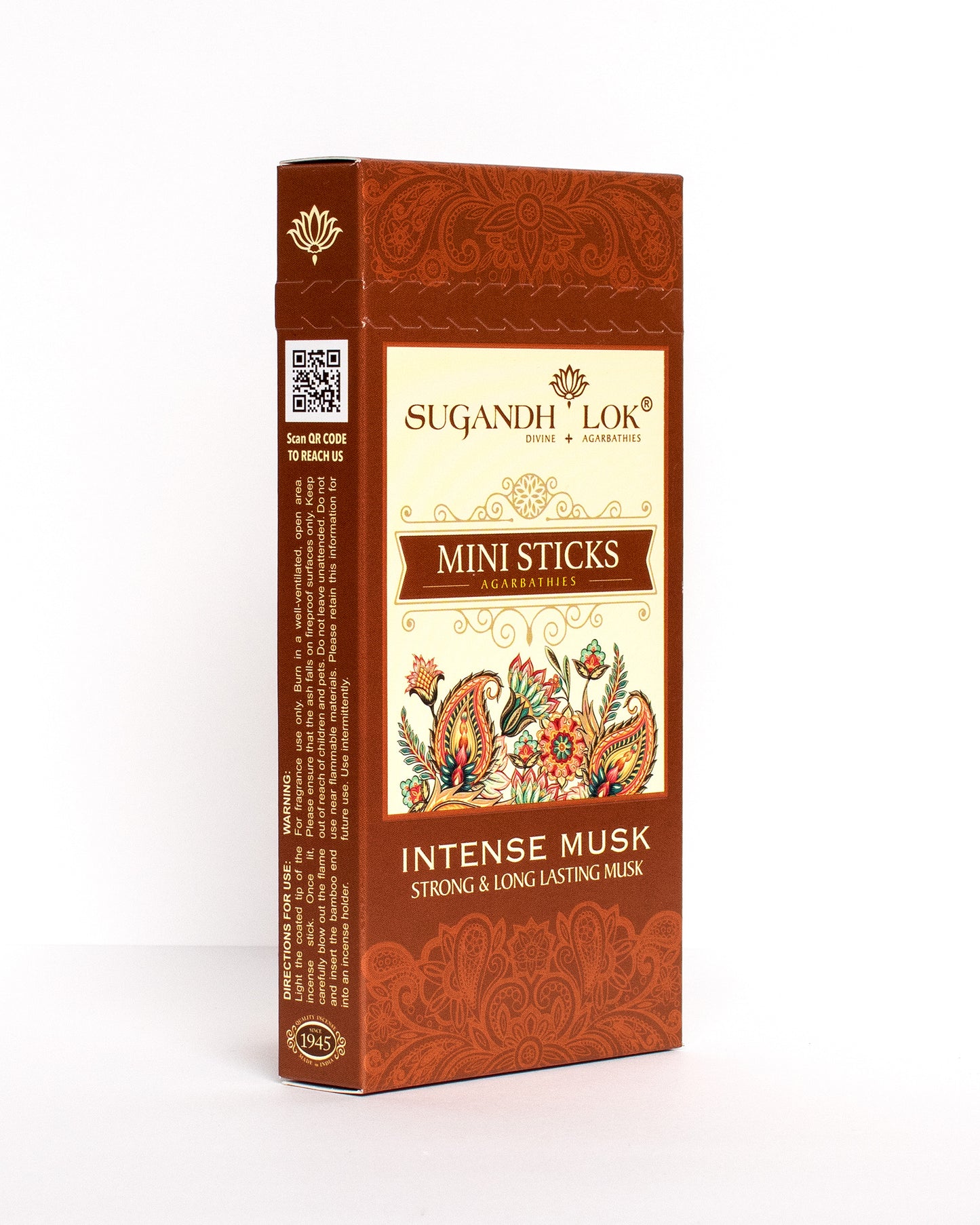 Front side-view of Intense Musk Agarbatti Mini Sticks Pack