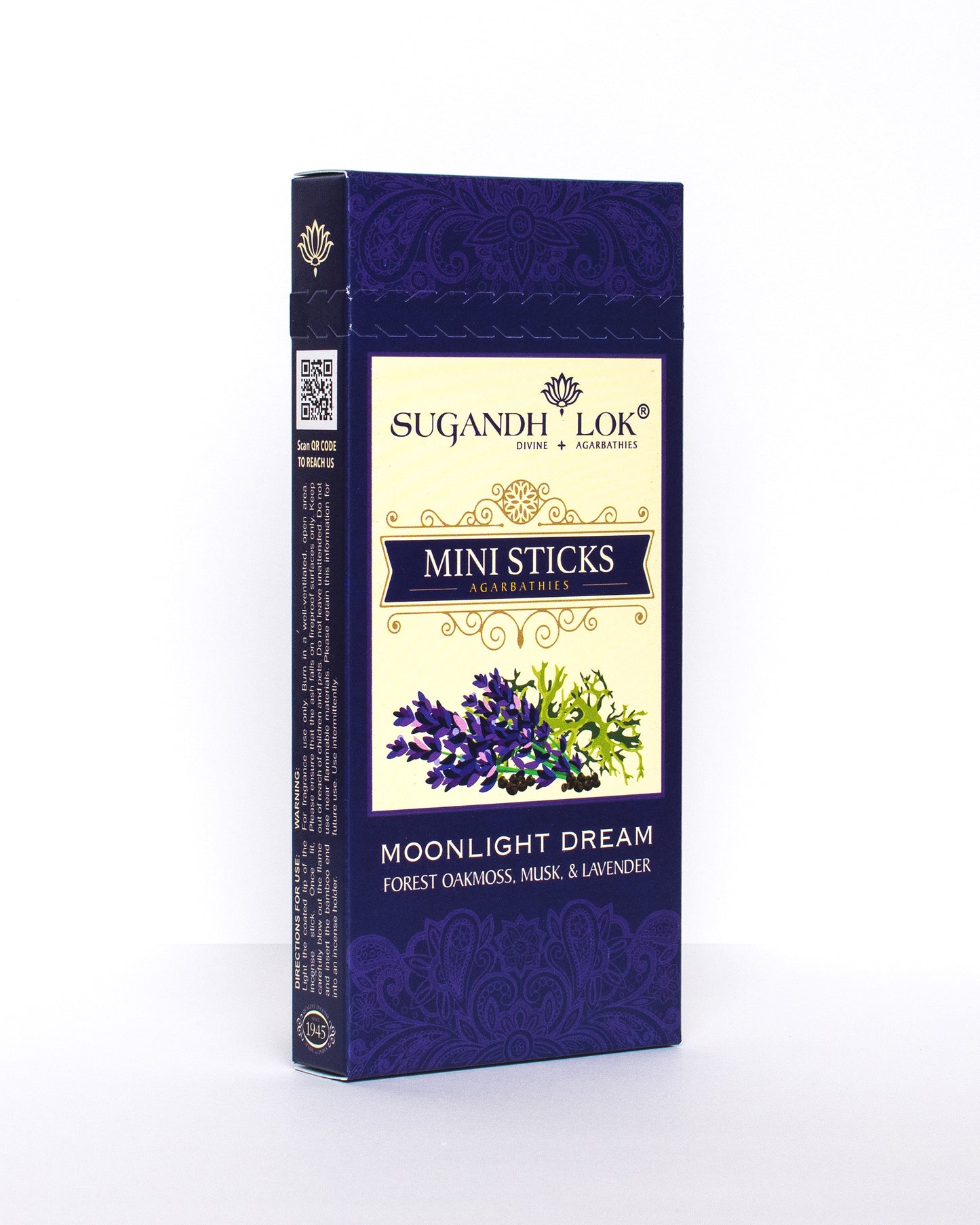 Front side-view of Moonlight Dream Agarbatti Mini Sticks Box