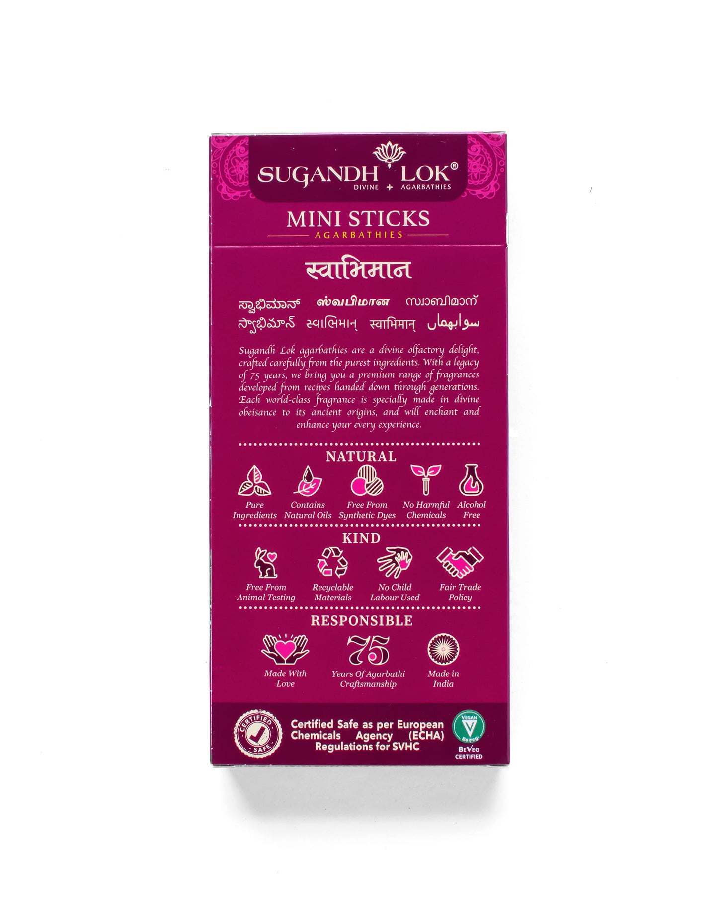 Back of Swabhimaan Agarbatti Mini Sticks Pack