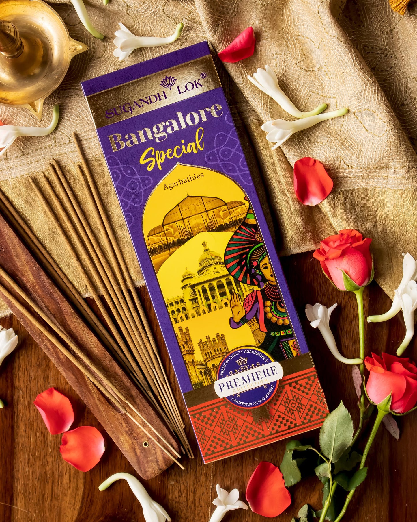 Bangalore Special Agarbatti Pack surrounded by flowers