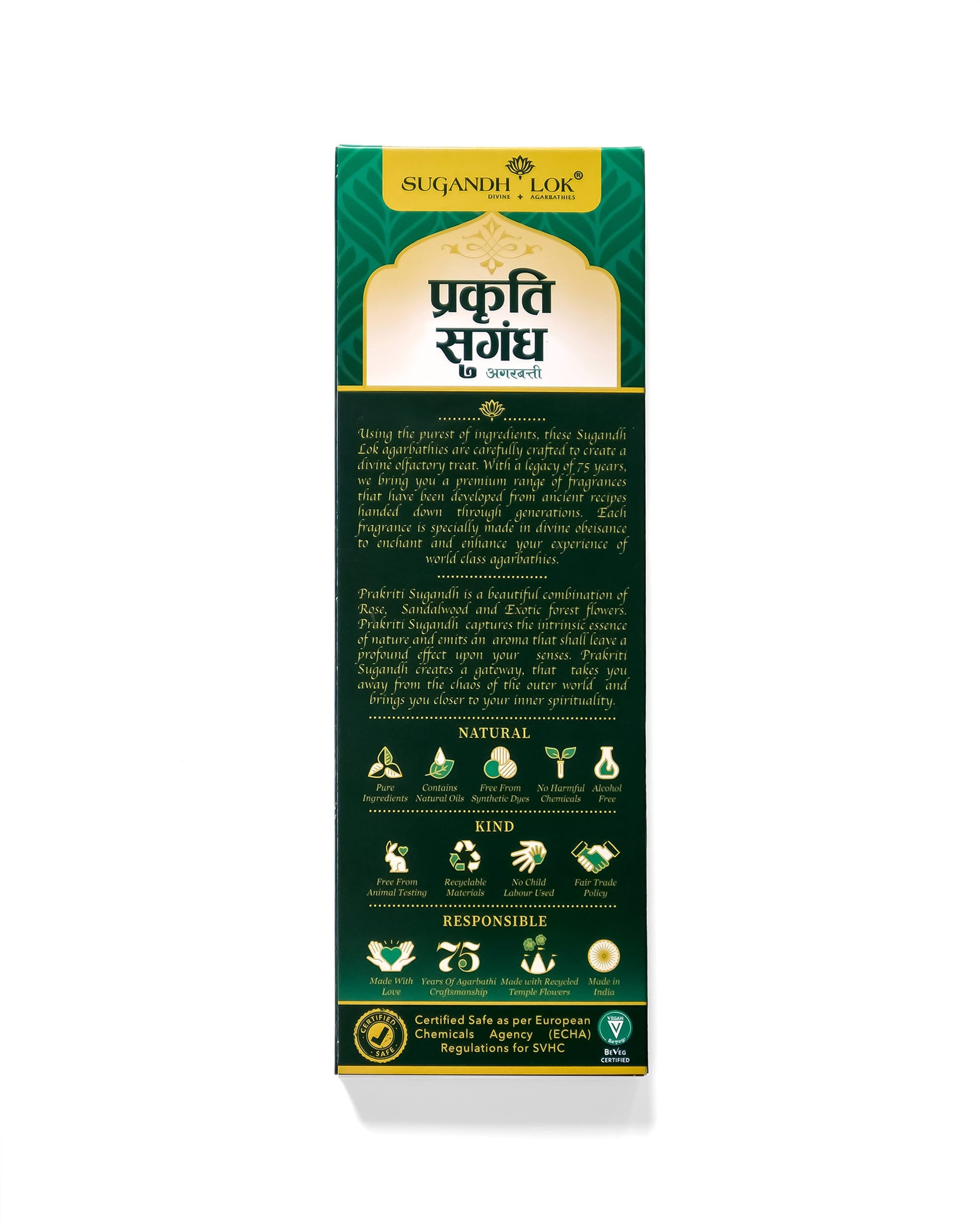 Back of Prakriti Sugandh Agarbatti Pack