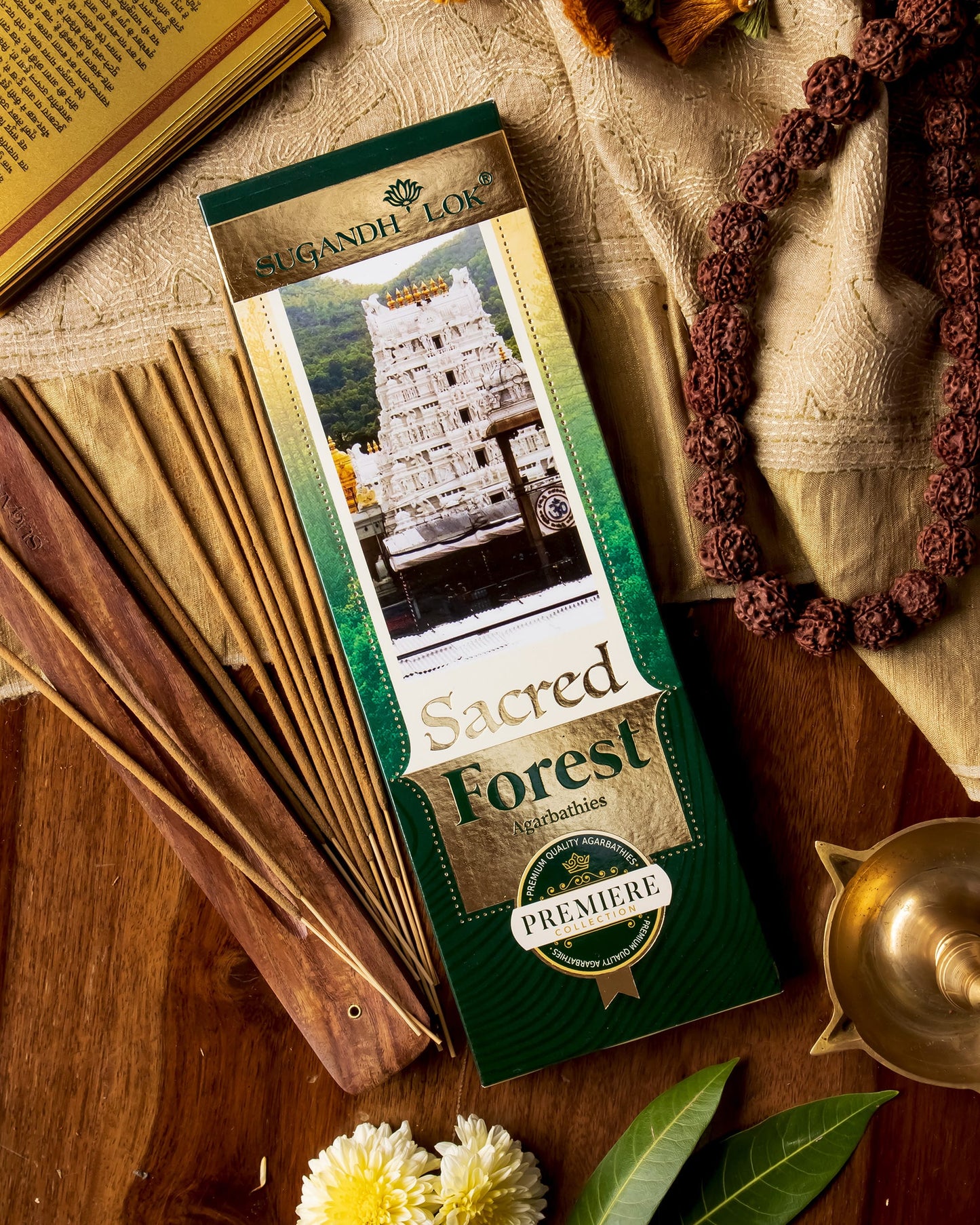 Sacred Forest Agarbatti Pack placed on a table