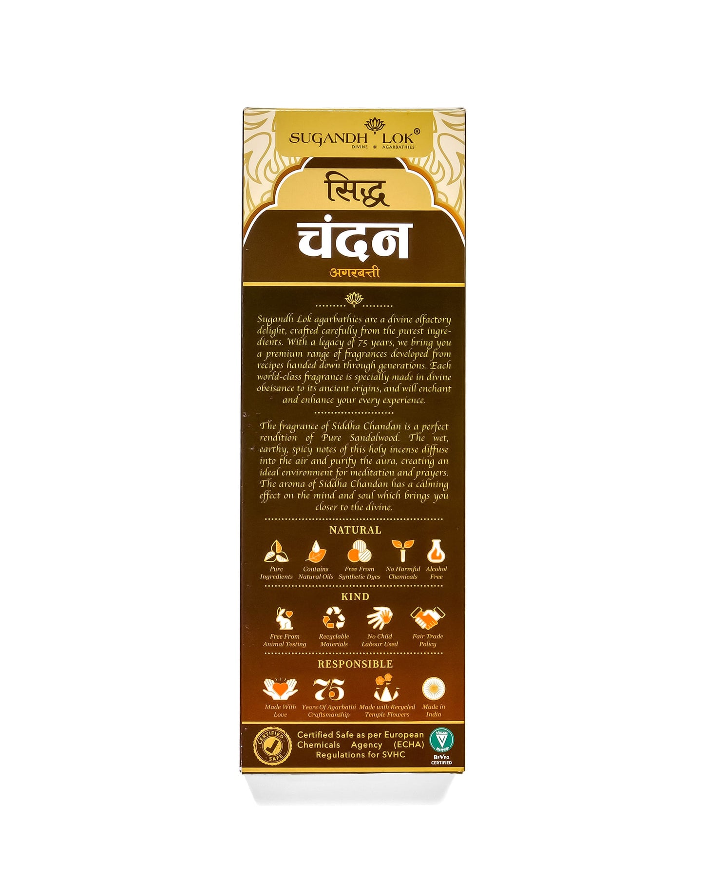 Back of Siddha Chandan Agarbatti Box