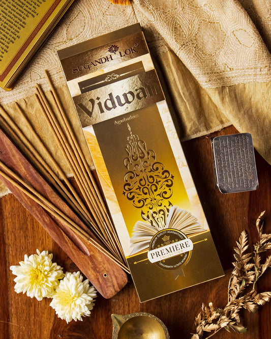 SugandhLok's Vidwan Agarbatti placed on a table