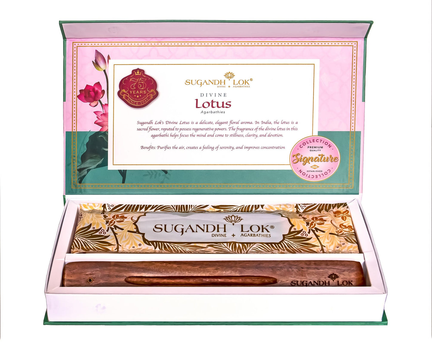 An opened Divine Lotus Agarbatti Box