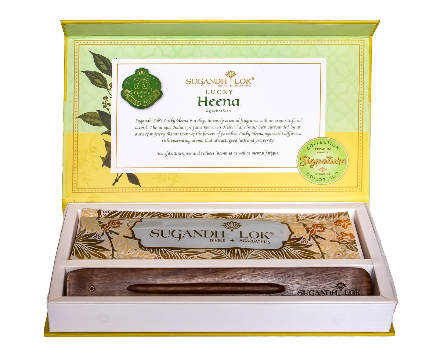 An opened Lucky Heena Agarbatti Box