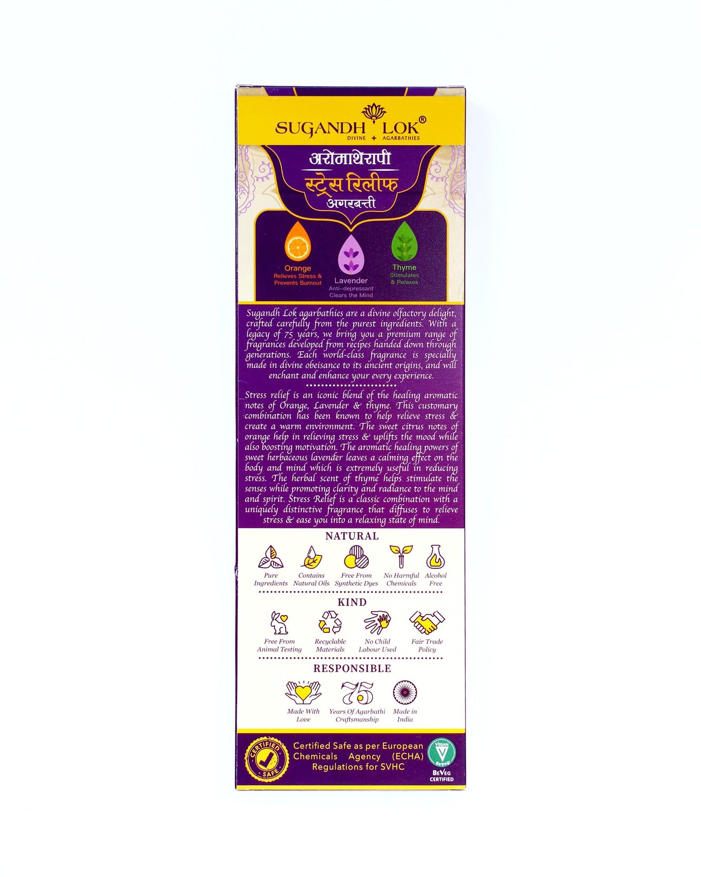 Back of Stress Relief Agarbatti Pack