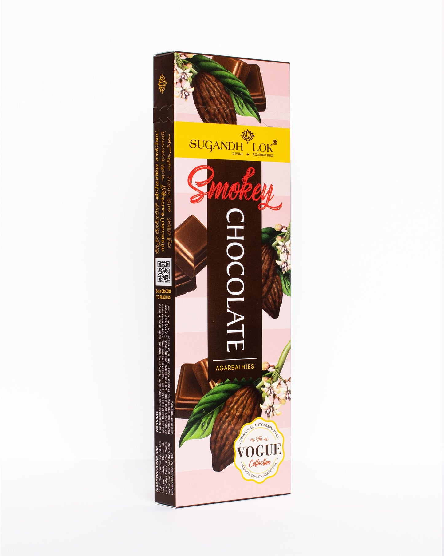 Front side-view of Smokey Chocolate Agarbatti pack