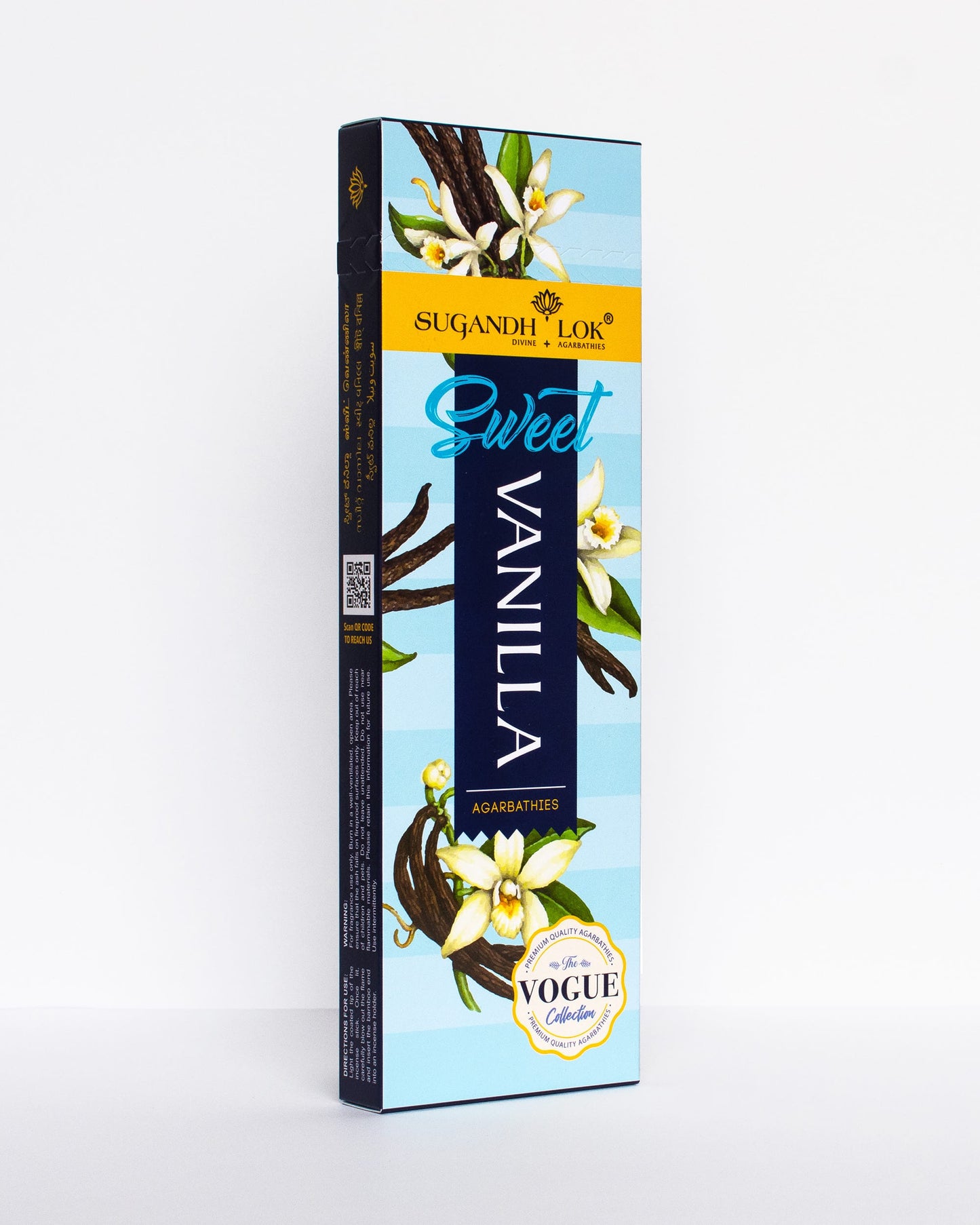 Front side-view of Sweet Vanilla Agarbatti Pack
