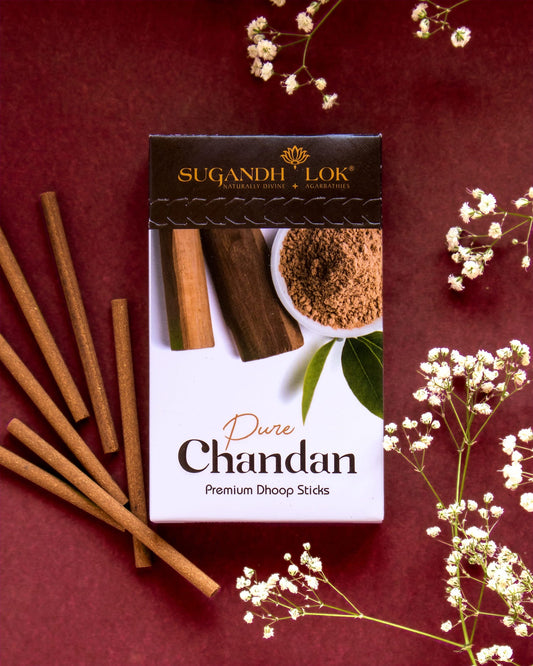 Pure Chandan Dhoop Sticks Pouch on Red Background