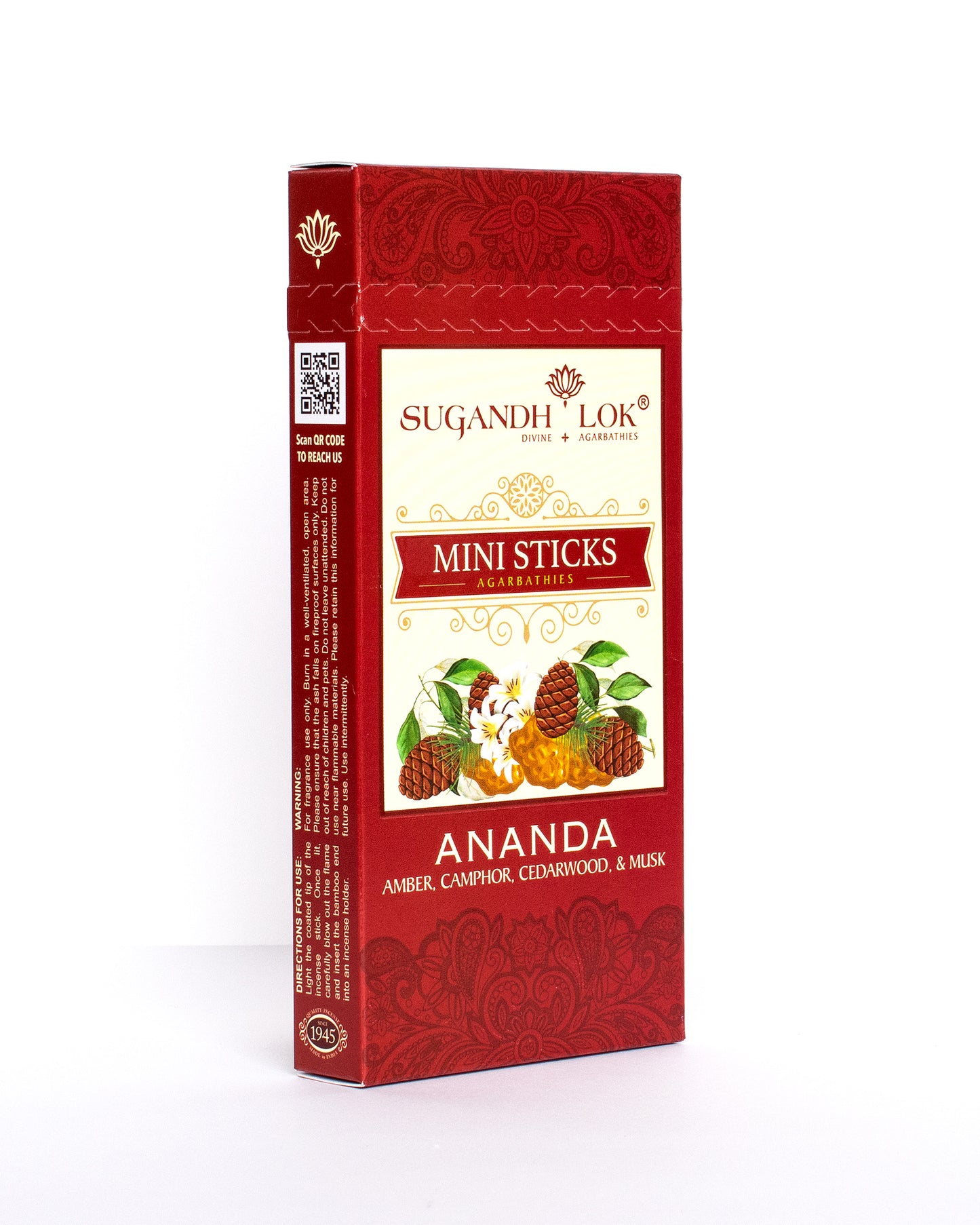 Front side-view of Ananda Agarbatti Mini Sticks Box