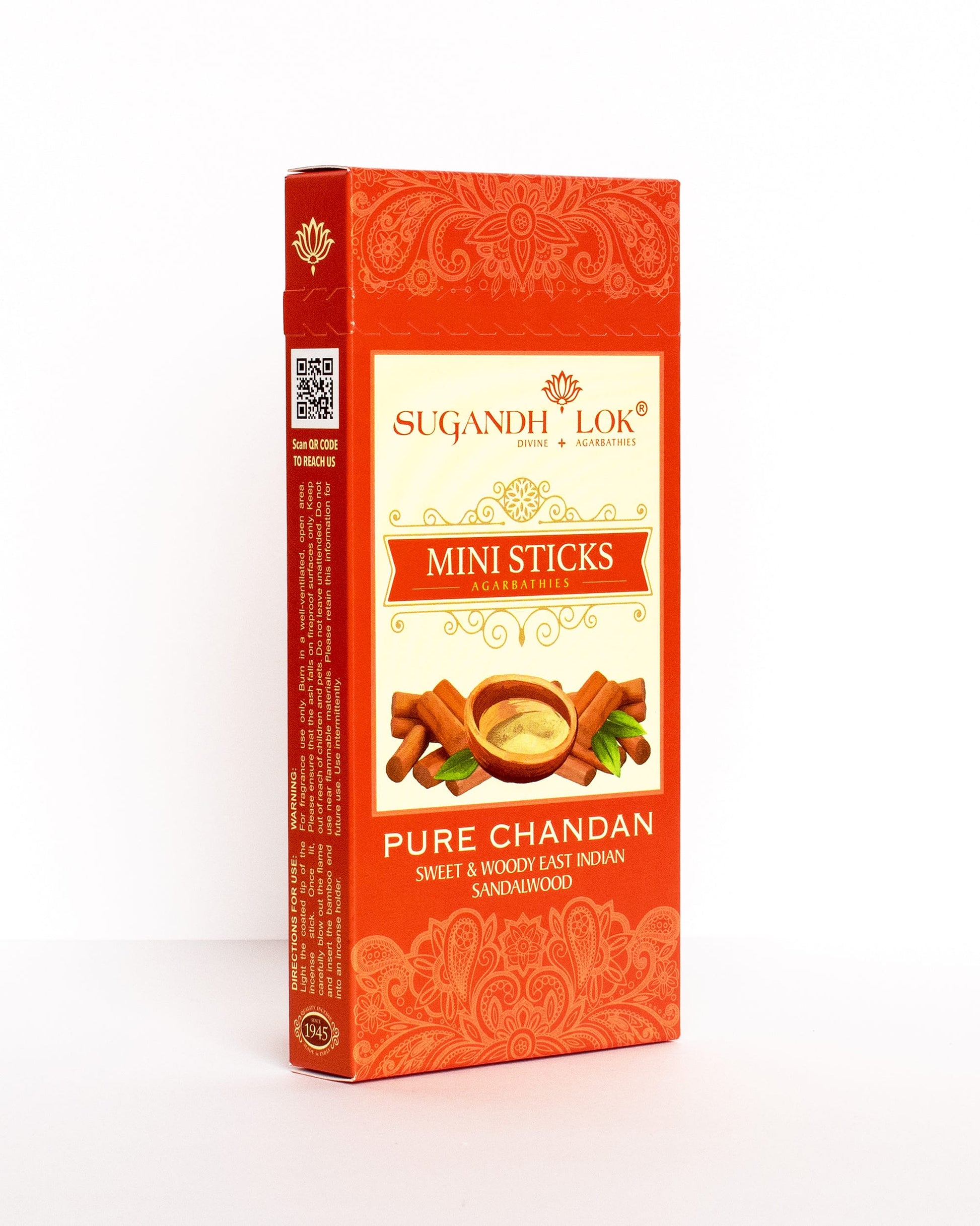 Front side-view of Pure Chandan Agarbatti Mini Sticks Pack