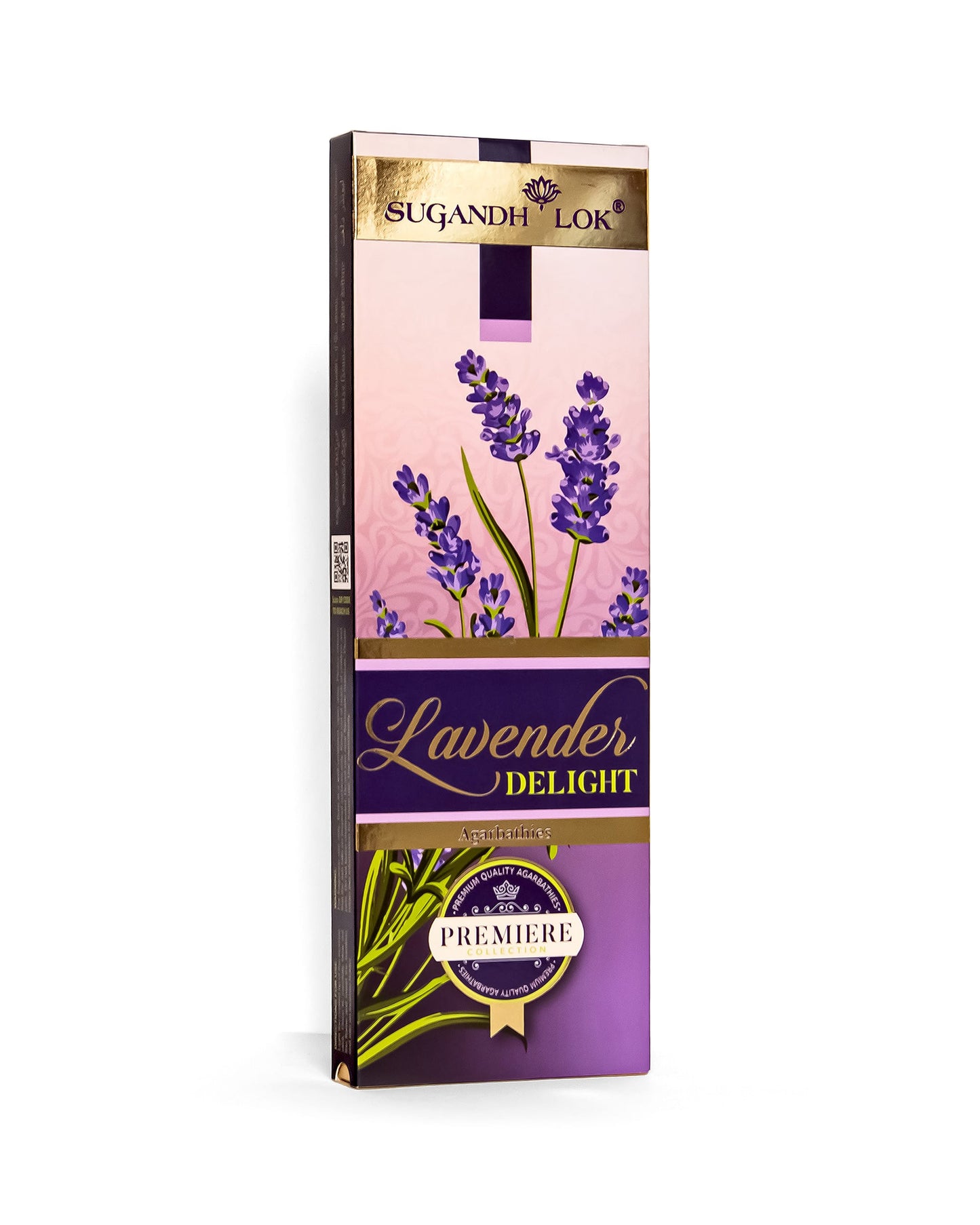 Front side-view of Lavender Delight Agarbatti Box