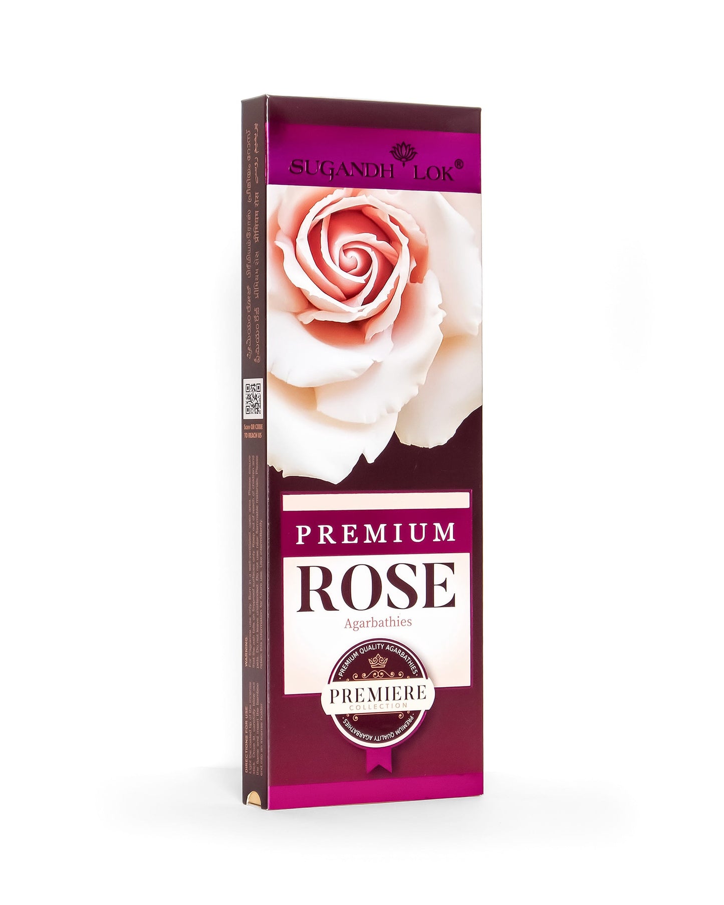 Front side-view of Premium Rose Agarbatti Pack