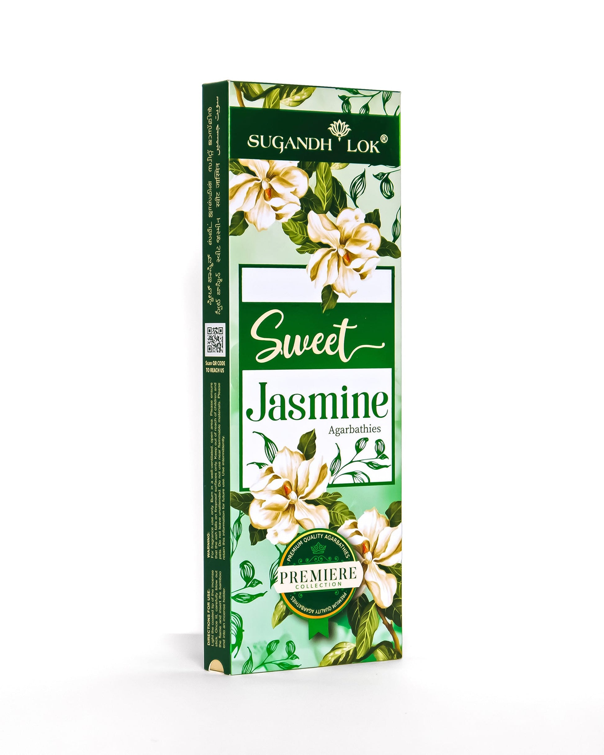 Front side-view of Sweet Jasmine Agarbatti Pack