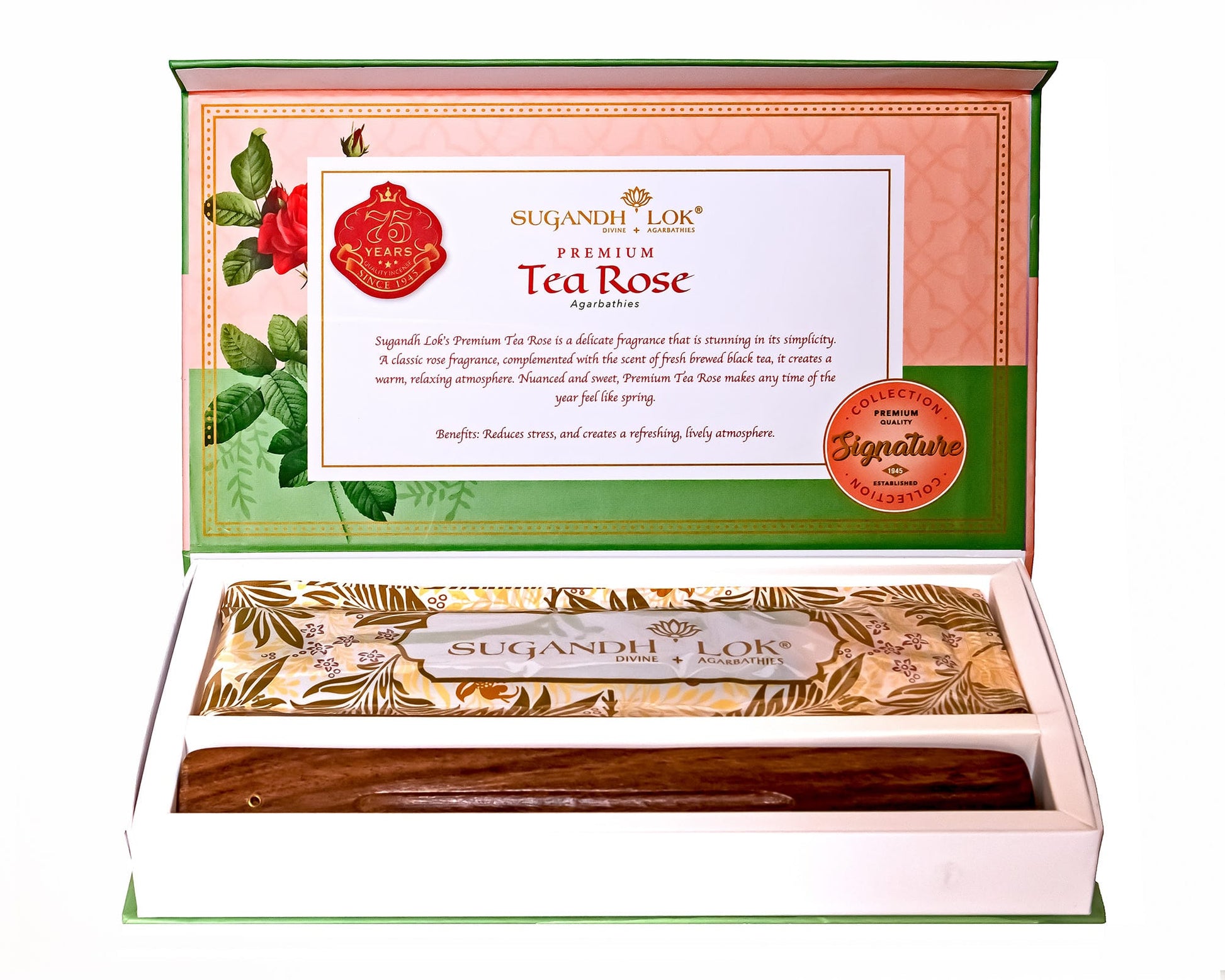 An Opened Premium Tea Rose Agarbatti Box