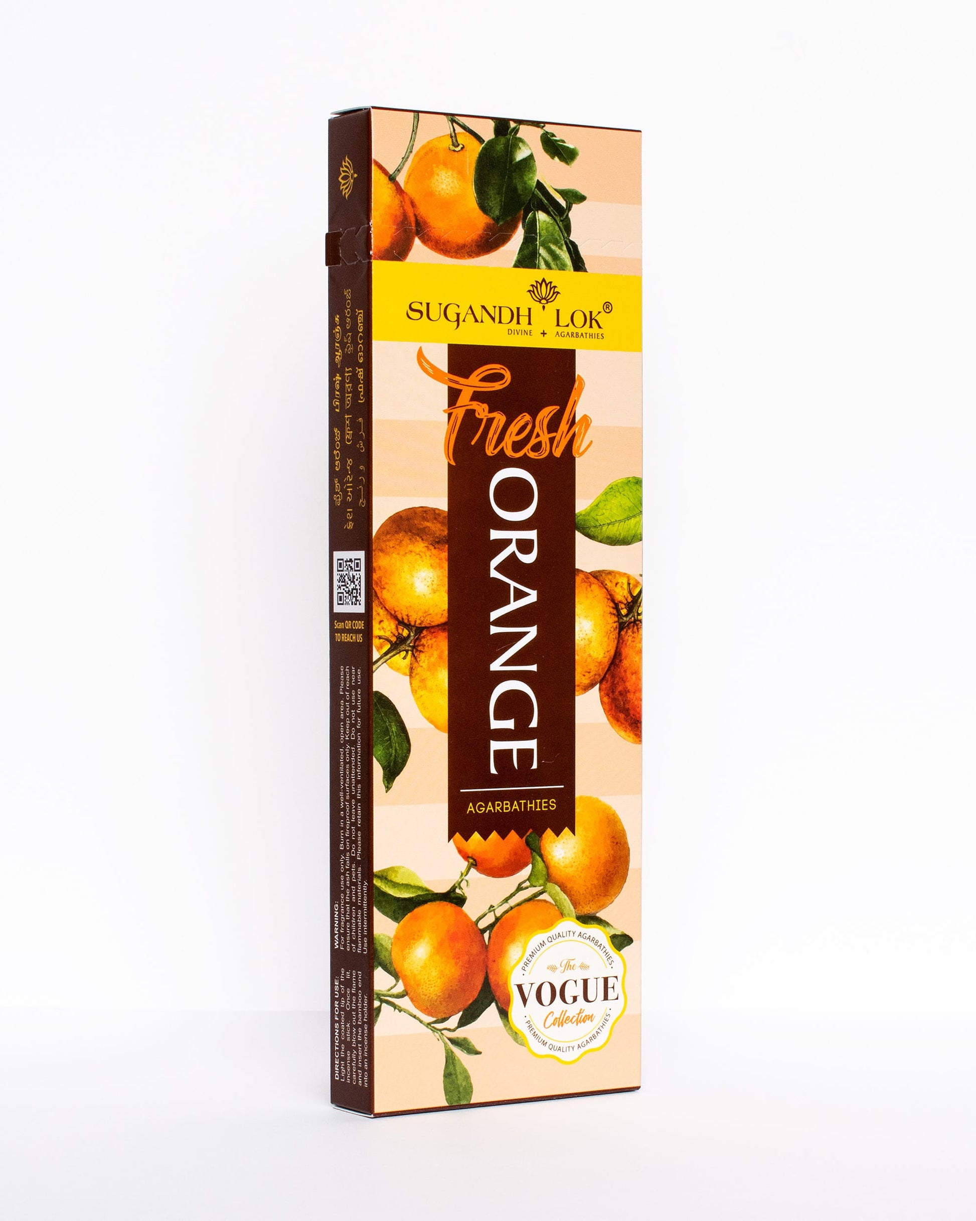 Front side-view of Fresh Orange Agarbatti Box