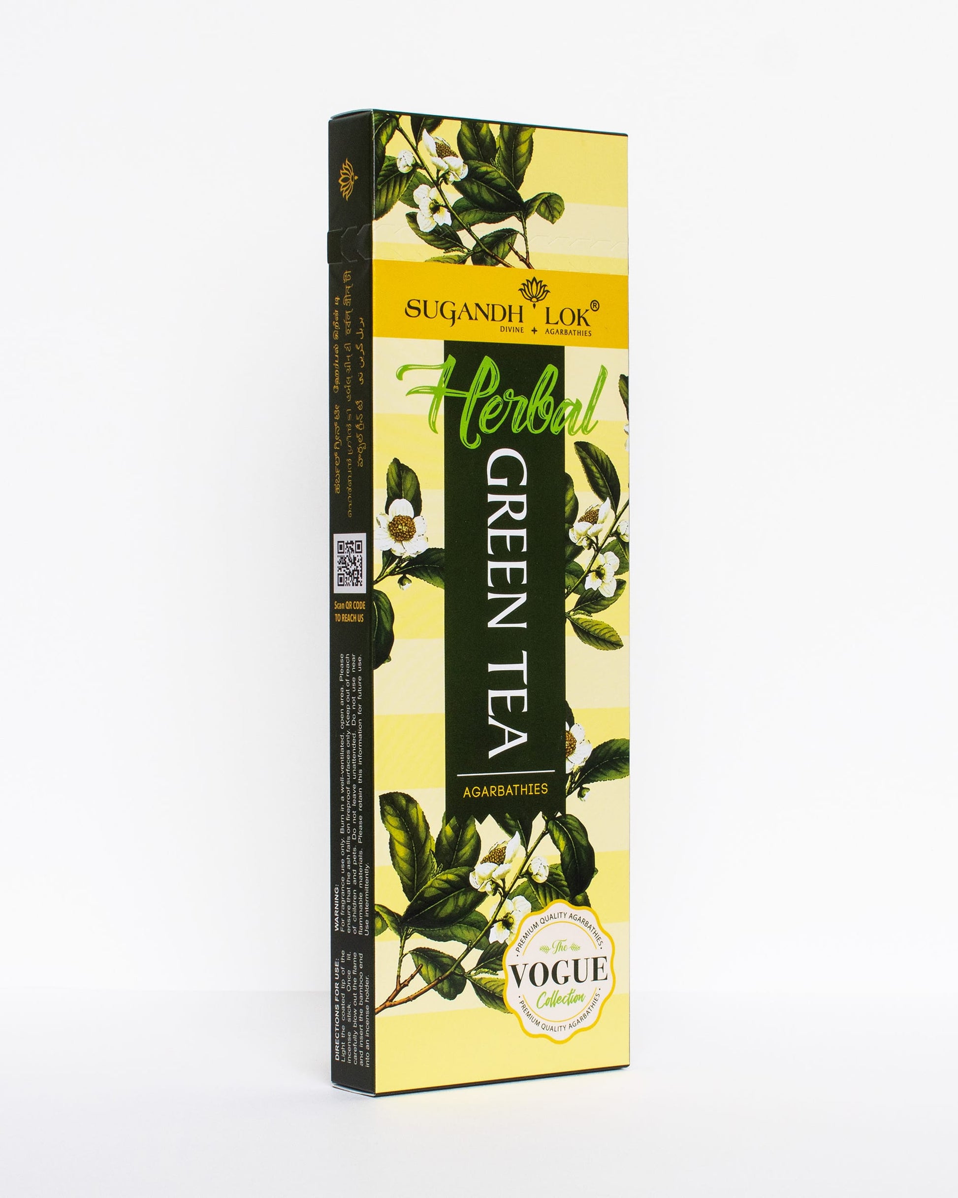 Front side-view of Herbal Green Tea Agarbatti Box